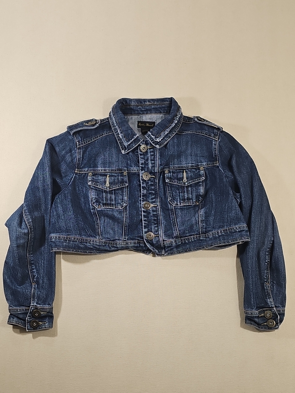 Ashley Stewart Dark Blue Cropped Jean Jacket